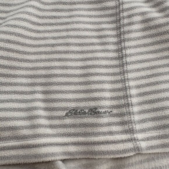 Eddie Bauer Womens XL Gray White Striped 1/4 Zip Pullover Sweater Fleece Outdoor - Picture 6 of 8